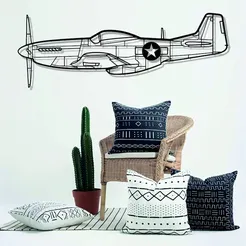 P-51.webp Fichier STL Silhouette du P-51 Mustang・Design imprimable en 3D à télécharger
