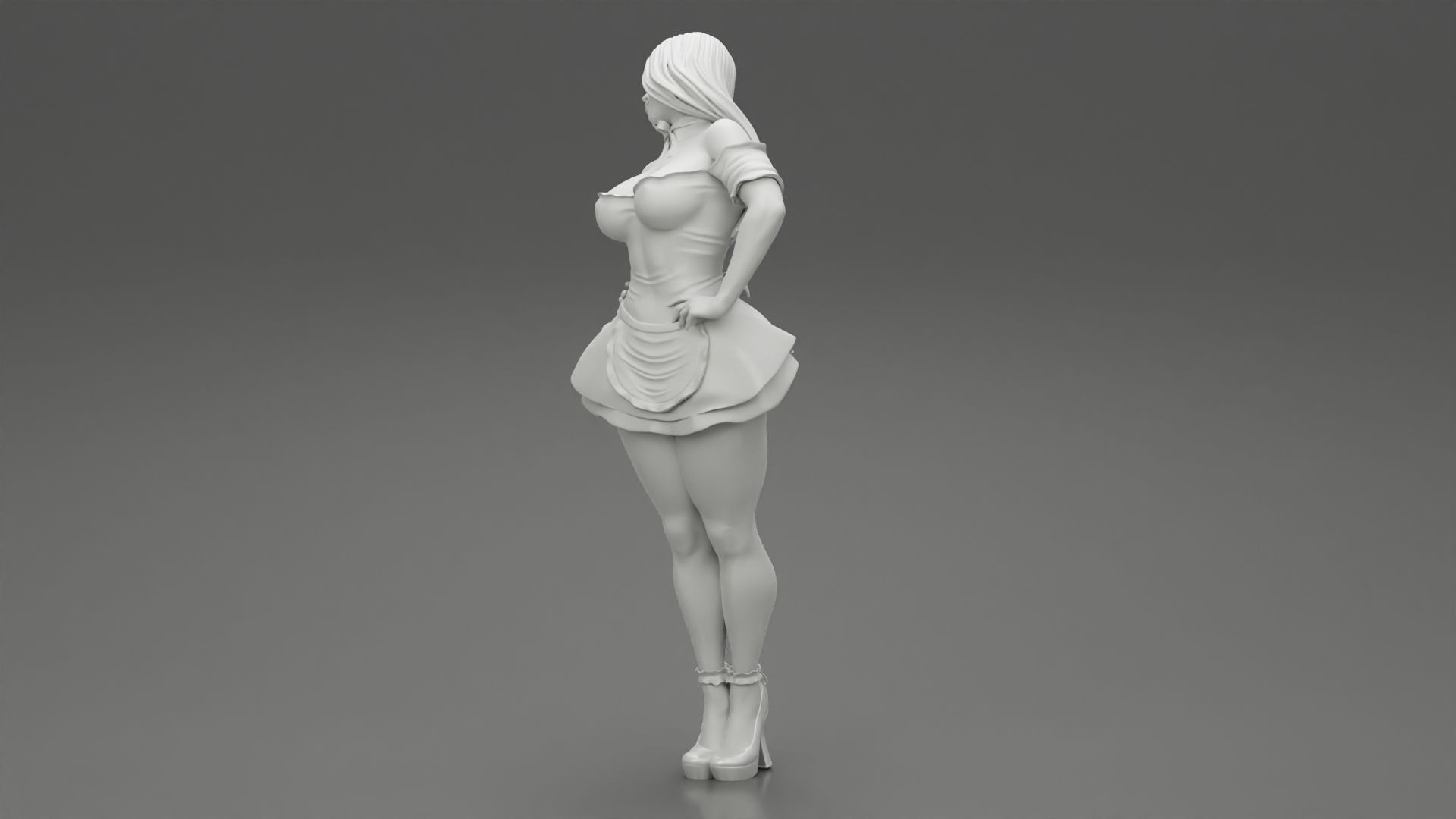 GIRL-11.jpg Fichier 3D Belle femme sexy en tenue de soubrette posant Modèle d'impression 3D・Objet pour imprimante 3D à télécharger, 3DGeshaft