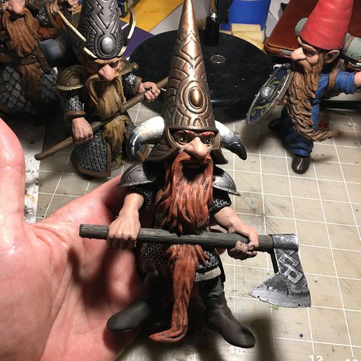 Photo Jun 14, 8 25 01 PM.jpg Gnome with Axe, Fantasy Tabletop RPG Miniature or Garden Gnome Statue