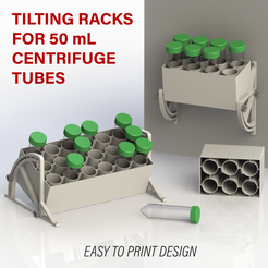 tray.png STL-Datei Robuste Gestelle für 50 mL Zentrifugenröhrchen - für Tisch/Wand - 0/90° Neigung - verschiedene Größen - einfach zu bedrucken・Design für 3D-Drucker zum herunterladen