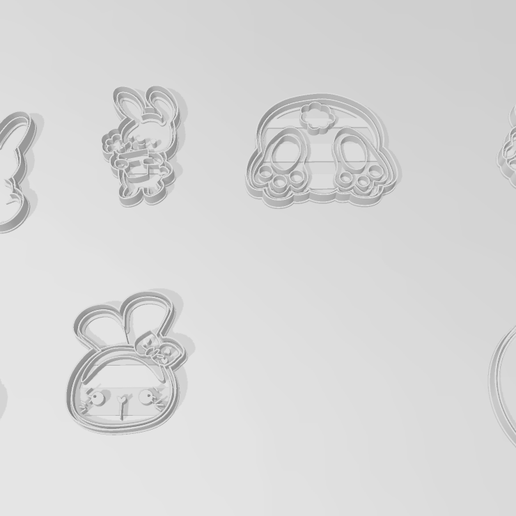 Easter Bunnies (Pack x 6 designs) Cookie Cutter 3D model