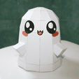 Cute_Ghost_2.png Ghost Lowpoly - Papercraft Template (No 3D Print)