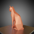 0004.png STL-Datei Statuette einer sitzenden Katze low poly kostenlos・Modell zum 3D-Drucken zum herunterladen