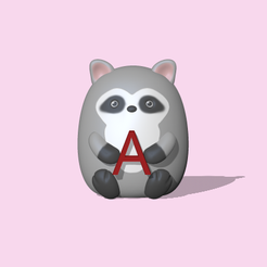 LetterRaccoon1.PNG Cute Raccoon with a letter A