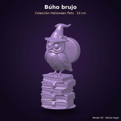 Búho brujo sobre libros de hechizos - figura decoración Halloween