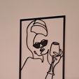 20231105_225303.jpg Line art girl holding wine, wall art girl holding wine, 2d art girl holding wine