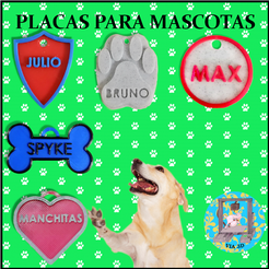 PLACAS.png Fichier STL Set de médailles pour chien・Idée pour impression 3D à télécharger