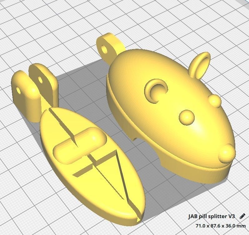 jab pill splitter V3.jpg Download STL file Mousey Pill Splitter • 3D print template, JAB