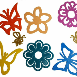 stickers_1r.png Free STL file Flower, Butterfly and Bee Decals for Flexible Filament・3D printing idea to download