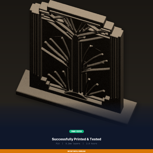 08_printed_proof.png Art Deco Geometric Panel - 3D Printable STL File