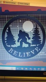 344493360_2203530813170801_847441004168100113_n.jpg Bigfoot Believe wall decor or centerpiece shelf decor / garage decor