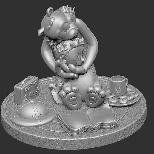 17.jpg Calvin y Hobbes para la impresión 3d stl abrazo modelo