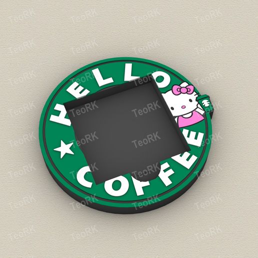 Post-It, Sticky Note Holder HELLO KITTY HELLO COFFEE - 3MF pre-painted , STL