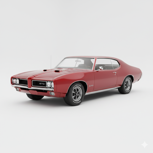 Pontiac LeMans GTO classic car, garage, SUV, supercar, diorama, car, vehicle, car 3D, muscle car, sports car, vintage car, automobile, pickup, hypercar, JDM, car model, drift car, truck, car STL, race car