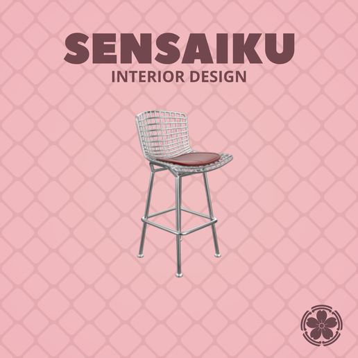 Miniature Replica 1:12 Harry Bertoia 03. Diamond Kitchen Stool for Miniature Dollhouse - 3D Print Instant Download - Miniature Furniture Designer Series