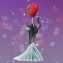 cat.png Free STL file The Cat and the Balloon・3D print design to download