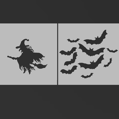 Stencil.png Halloween Stencils - Witch and Bats