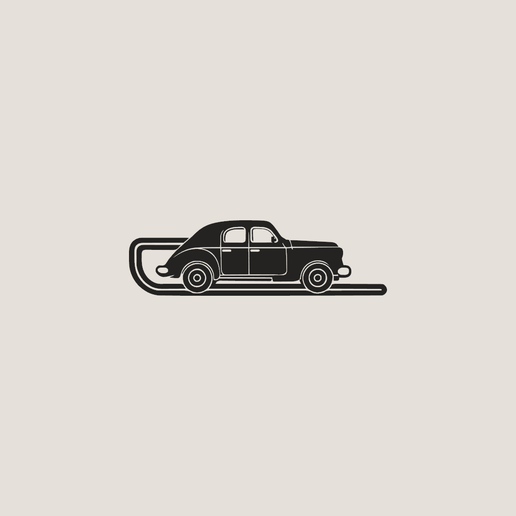Minimalist Classic Car & Road Continuous Line Wall Art 3D model
