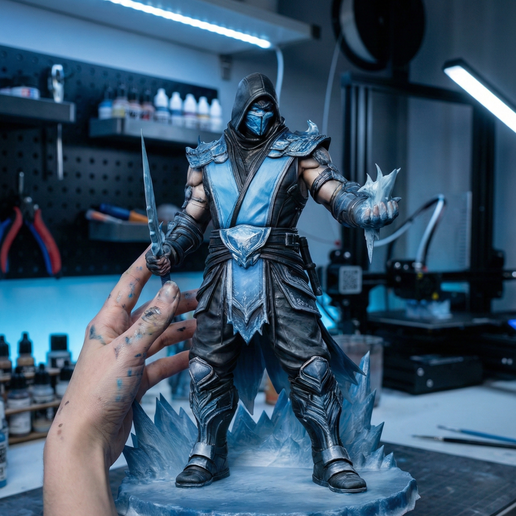 Cryomancer Ice Ninja 3D Printable STL File | Frost Assassin Miniature | Tabletop Fighting Figure
