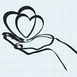 hand-with-2-hearts-2.png Hand holding heart in heart, outline, continuous line, love symbol