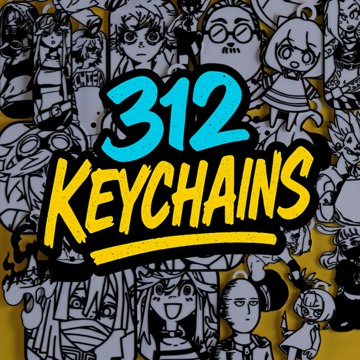 Pack 312 anime key rings 3D model