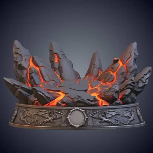 Lava Ruin Diorama Base with Dragon Carvings GPM-170