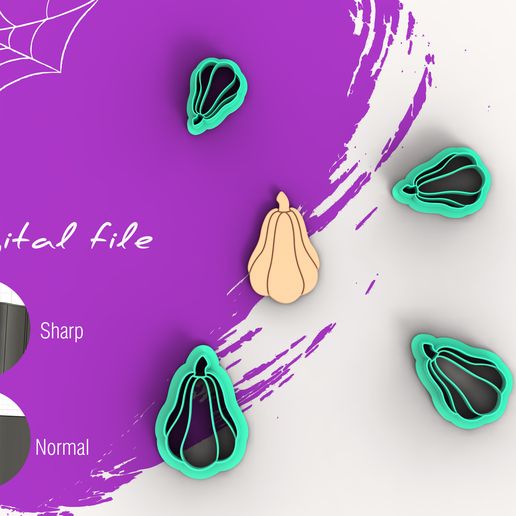 Halloween Pumkin 4 Polymer Clay Cutter | Digital STL File | 4 Sizes | 2 Cutter Versions 3D model