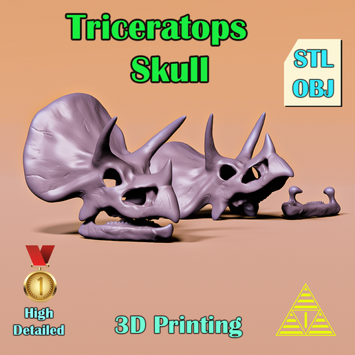 Triceratops Skull – 3D Printable Dinosaur Fossil Model 3D model