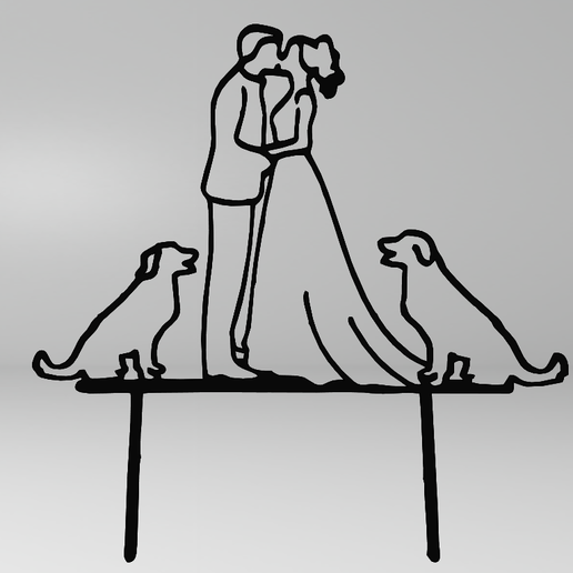 Wedding Cake Topper Avec Kissing Bride, Groom, Cat Togo