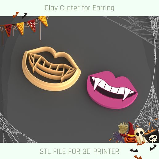 Vampire Mouth Halloween Clay Cutter 3D model