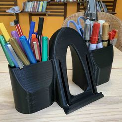 1.jpg Free STL file Phone and pen holder Zen・3D printer model to download