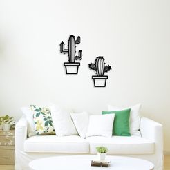 Demo.jpg STL file Cactus pots for wall decoration・3D print design to download