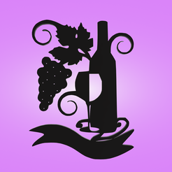 изображение_2022-05-22_010216434.png Archivo STL Mural decorativo, decoración de pared, panno, vino y uvas・Modelo de impresión 3D para descargar