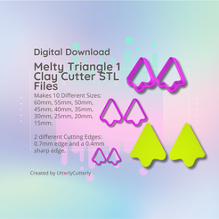 Cover-7.png Clay Cutter STL File Melty Triangle 1 - Earring Digital File Download- 10 tamaños y 2 versiones de cortador, cortador de galletas