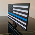 20231002_125758.jpg US  The Thin Blue Line Double Sided Flag Police Law Enforcement Memorial Stars and Stripes With Stand Easy Print