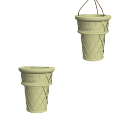 3.png STL file Wafer Style Ice Cream Cone - WALL/HANGED PLANTER (TWO VERSIONS)・3D printable model to download