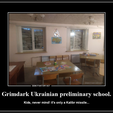 Peas Peas Grimdark Ukrainian preliminary school. LC SR ec Sandbag gun point