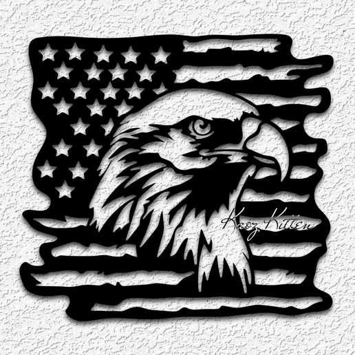 USA FLAG WALL ART EAGLE HOME DECOR 3D model
