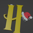 H-Llavero.png HARRY POTTER STYLE LETTER H WITH CHRISTMAS HAT + KEYCHAIN