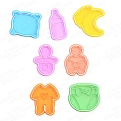 1.jpg 3D file Baby Shower cookie cutter set of 7・3D printer model to download