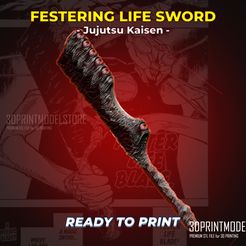 Jujutsu_Kaisen_Festering_life_Sword_Cursed_Tool_3d_print_model_stl_file_01.jpg Archivo 3D Festering Life Blade Espada Herramienta Maldita - Jujutsu Kaisen Cosplay Arma・Plan para descargar y imprimir en 3D