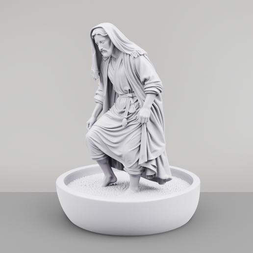 Ancient man treading grapes, nativity scene, biblical middle eastern period, Venetian