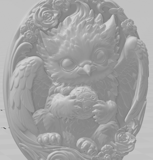 Cute Owlbear Cameo - Fantasy Creature Wall Decor STL - Printable Relief Medallion