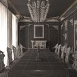 Wireframe-Low-Classic-Dinning-Room-01-1.jpg Classic Dinning Room 01 White and Gold