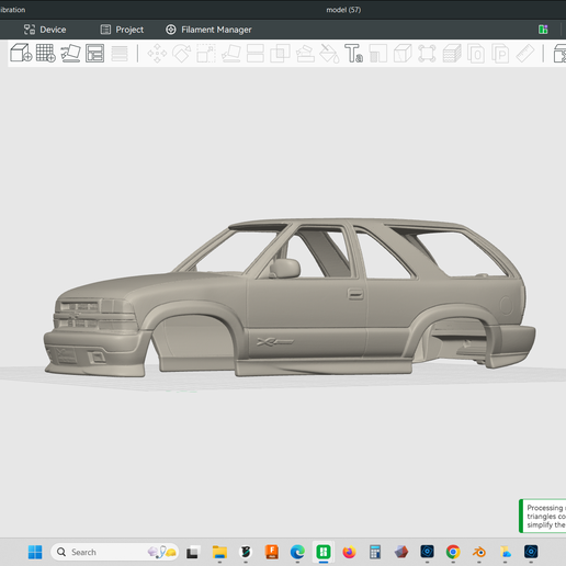 2002 Chevrolet Blazer Xtreme 4x4 SUV, 1/24 true scale truck car model, hollow shell body, resin, fdm, 3d print, stl file, rc body,