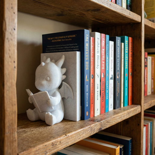🐉 Tiny Reading Dragon Bookend