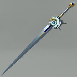 01.jpg Archivo 3D Espada Genshin Impact Iron Sting. Videojuego, atrezzo, cosplay・Plan imprimible en 3D para descargar