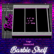 Barbie-shelf-wider.png Barbe  logo shelf Wider -smaller logo / Doll house furniture / Miniature shelf / Barbie shelf / Mini toy display / toy display stand