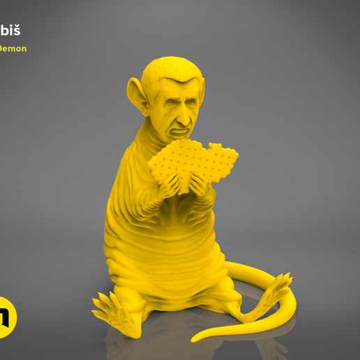 Babis_krysa_orange-Studio-4.988.png Télécharger fichier OBJ Hrabis - Caricature du premier ministre tchèque • Objet imprimable en 3D, 3D-mon