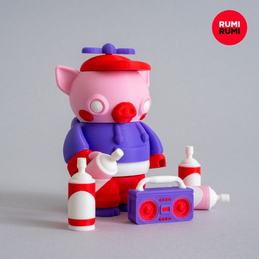Taggy_Funky_Street-Pig_Toy_by_Rumi_Rumi_01.jpg Taggy Funky Street Pig –  Rumi Blocks Stackable Toy